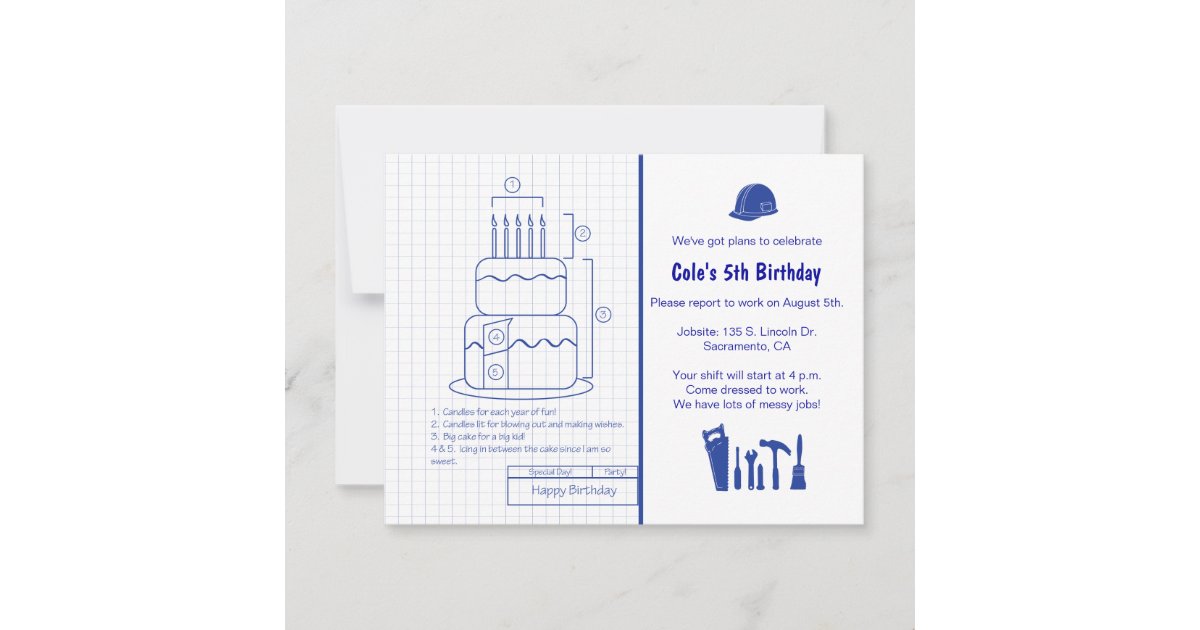 Blueprint Birthday Invitation | Zazzle