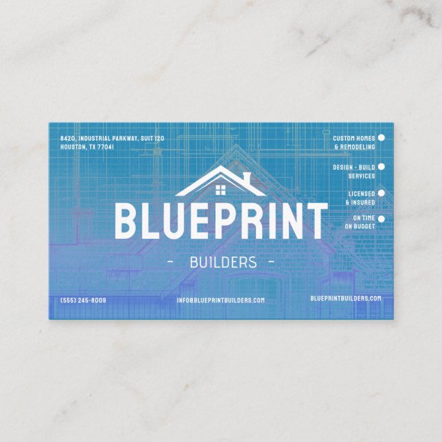 Blueprint Contractor Builder Business Card (Front)