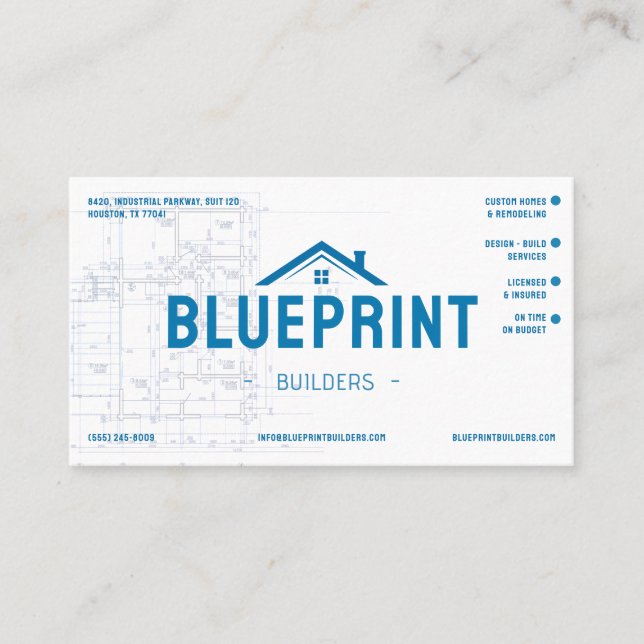 Blueprint Contractor Builder Business Card (Front)