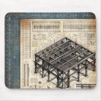 Blueprint Design- Architect's Decor Mouse Pad