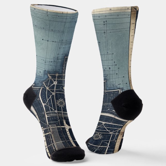 Blueprint Design- Architect's Decor Socks (Angled)