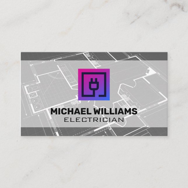 Blueprint | Electrical Plug Logo Business Card (Front)