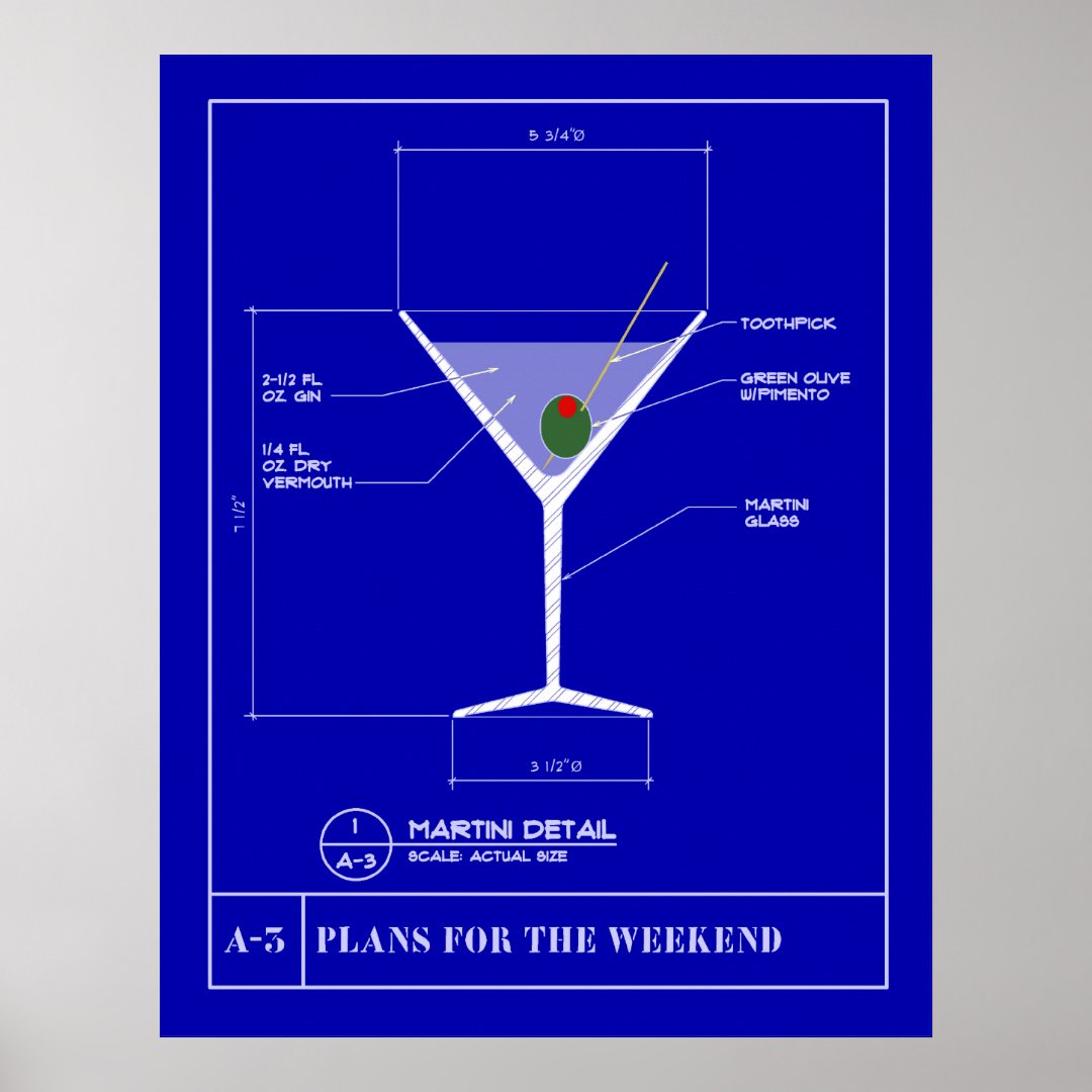 Blueprint for a Martini Poster Zazzle
