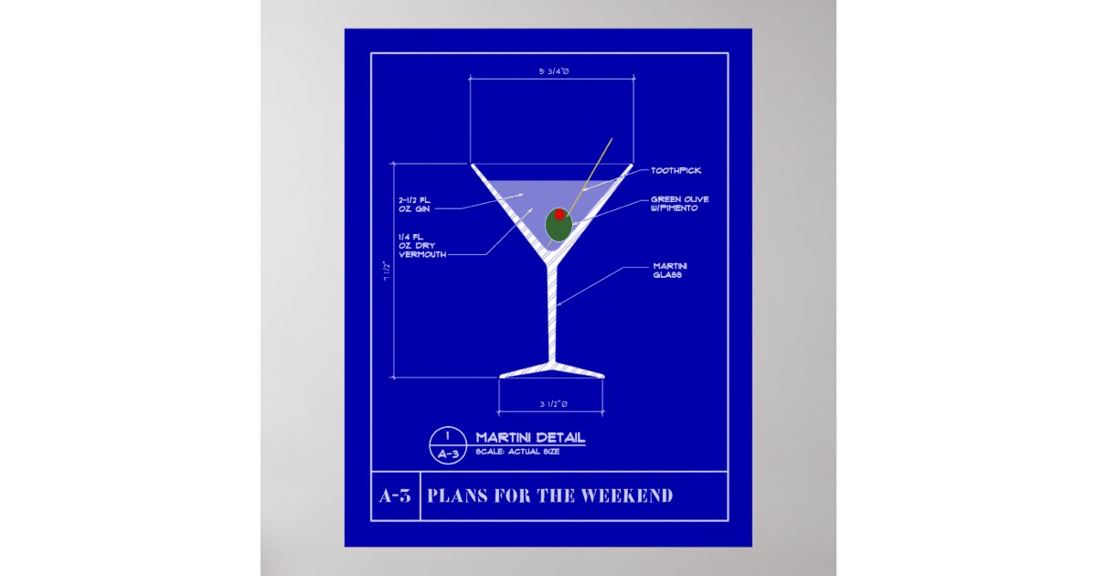 Blueprint for a Martini Poster Zazzle