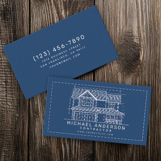 Customizable Blueprint Home Building Architect Construction Business Card