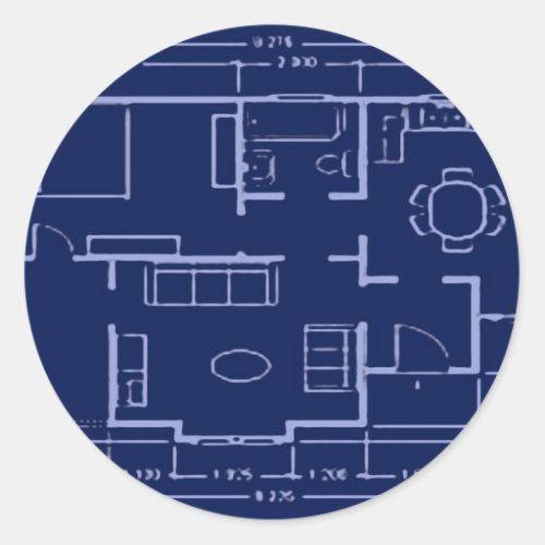 blueprint _ house plan classic round sticker