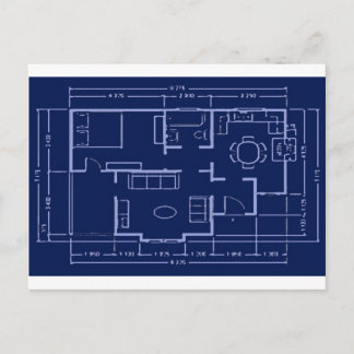 blueprint - house plan postcard