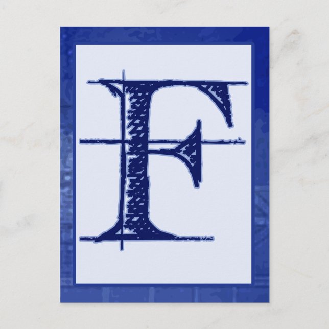 Blueprint Letter "F" Typography Banner Card (Front)
