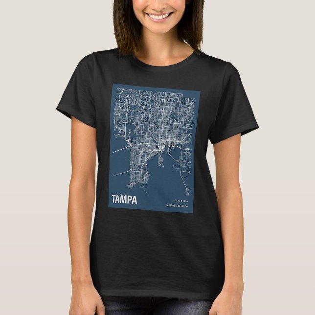 Blueprint Lifestyle Blueprints City Maps Tampa Flo T-Shirt (Front)