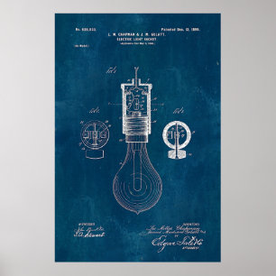 Blueprint Light Bulb Patent Poster