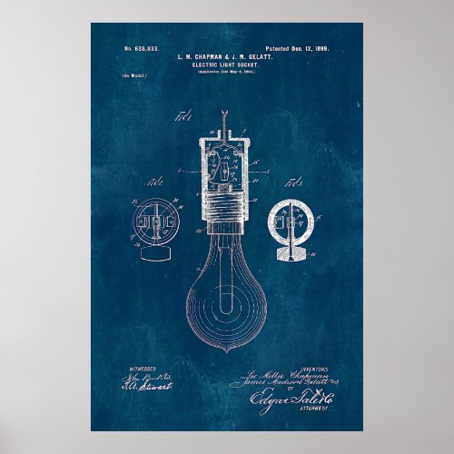 Blueprint Light Bulb Patent Poster