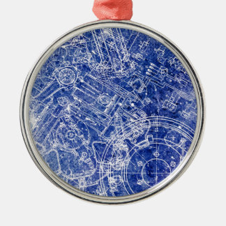 Blueprint Metal Ornament