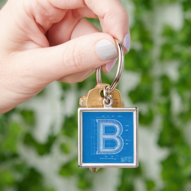 Blueprint Monogram Letter B Keychain (Hand)