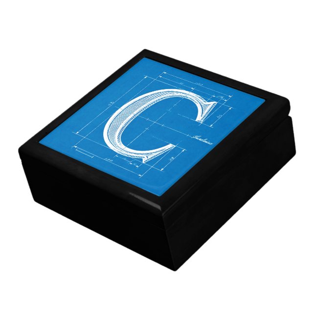 Blueprint Monogram Letter C Gift Box (Side)