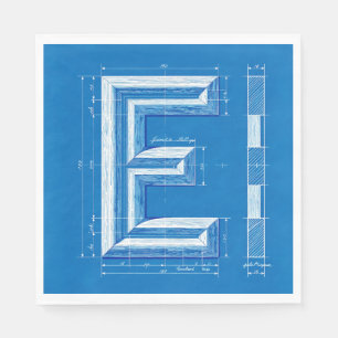 Blueprint Monogram Letter E Napkins