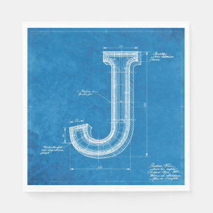 Blueprint Monogram Letter J Napkins