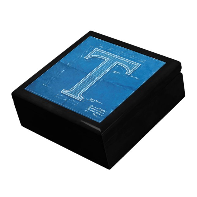 Blueprint Monogram Letter T Gift Box (Side)