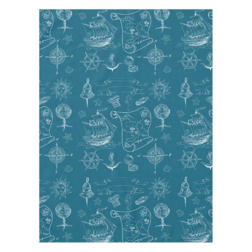 Blueprint Nautical Graphic Pattern Tablecloth