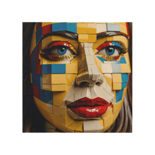 "Blueprint of Humanity" – A Cubist Portrait Wood Wall Art
