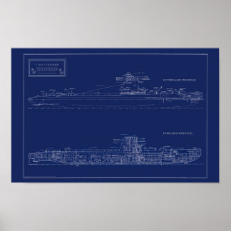 Blueprint of Submarine U.S.S. Croaker Poster