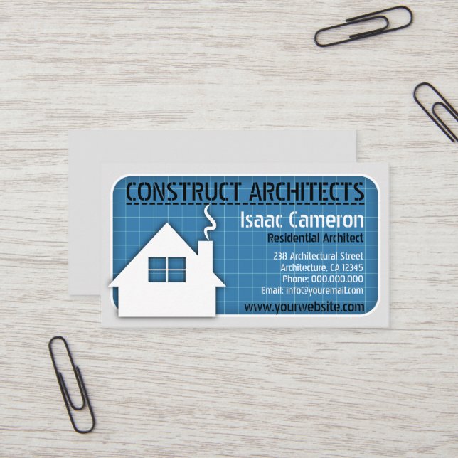 Blueprint  Professional Architect Business Cards (Front/Back In Situ)