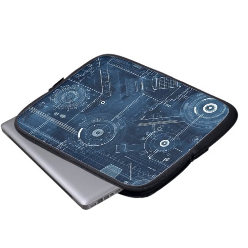 Blueprint Technical Drawing Geometric Laptop Sleeve