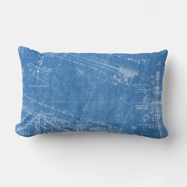 blueprint texture pattern architecture building bl lumbar pillow (Front)