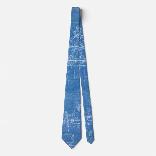blueprint texture pattern architecture building bl neck tie (Front)