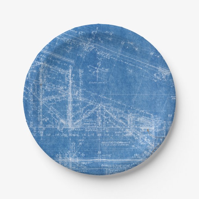 blueprint texture pattern architecture building bl paper plates (Front)