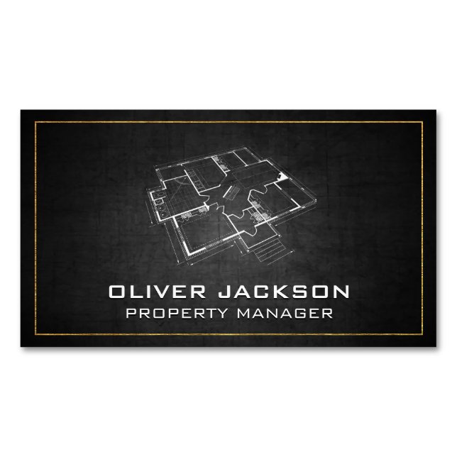 Blueprint Top View Business Card Magnet (Front)