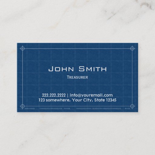 Customizable Blueprint Treasurer Business Card