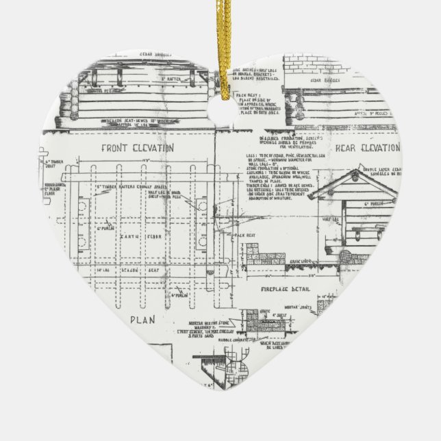 Blueprints Ceramic Ornament (Front)