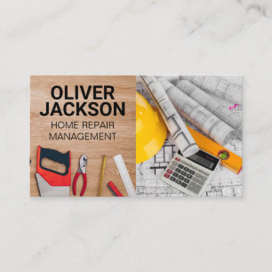 Blueprints Construction Tools Business Card