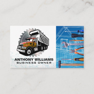 Blueprints   Construction Truck   Saw   Hand Tools Business Card