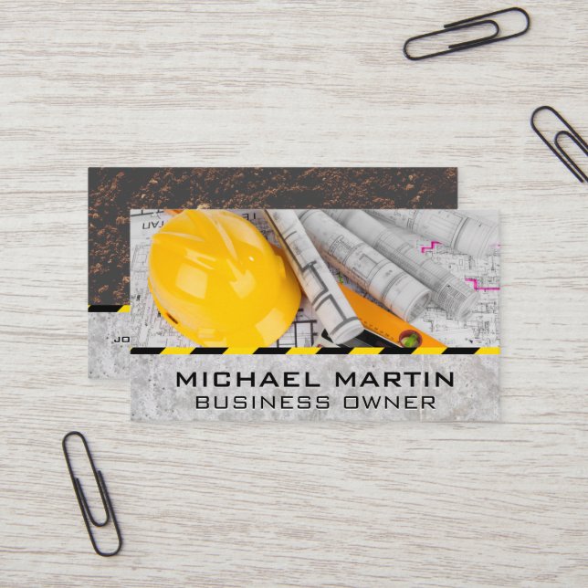 Blueprints | Hardhat | Construction Business Card (Front/Back In Situ)