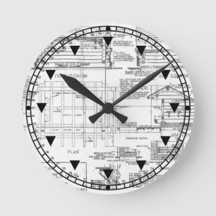 Blueprints Round Clock
