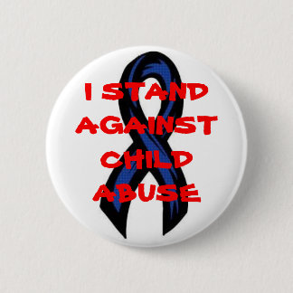 blueribbon, I STAND AGAINST CHILD ABUSE Pinback Button
