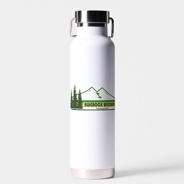 Bluerock Wildland Provincial Park Green Stripes Water Bottle (Front)