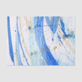 Blues 001 Abstract Watercolor Painted Tissue Paper