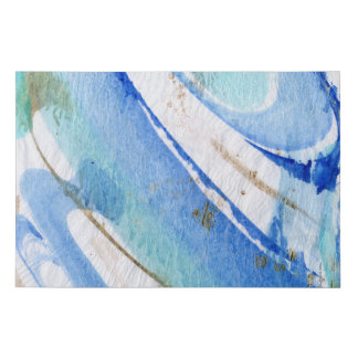 Blues 003 Abstract Watercolor Textured Paper Faux Canvas Print