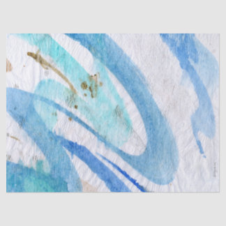 Blues 004 Abstract Watercolor Painted Tissue Paper