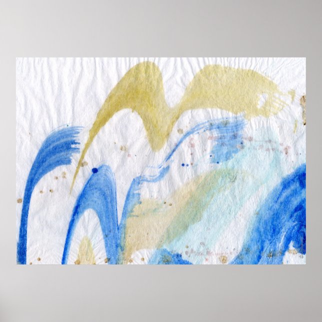 Blues 011 Abstract Watercolor Textured Paper Poster (Front)