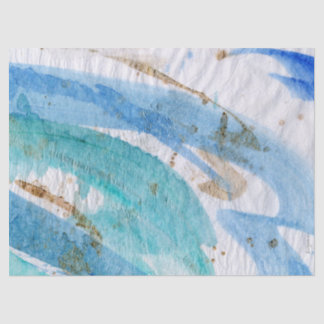 Blues 014 Abstract Watercolor Painted Tissue Paper