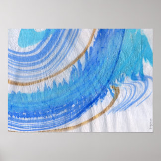 Blues 016 Abstract Watercolor Textured Paper Poster