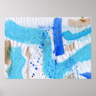 Blues 017 Abstract Watercolor Textured Paper Poster