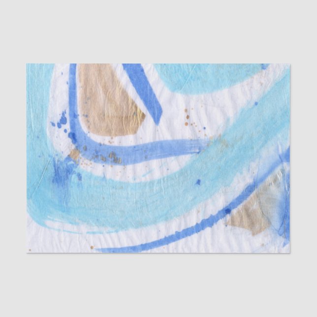 Blues 019 Abstract Watercolor Painted Tissue Paper (Front)