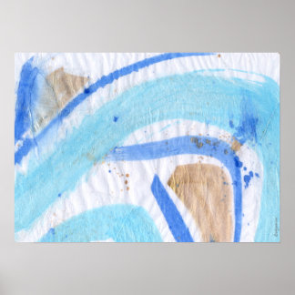 Blues 019 Abstract Watercolor Textured Paper Poster