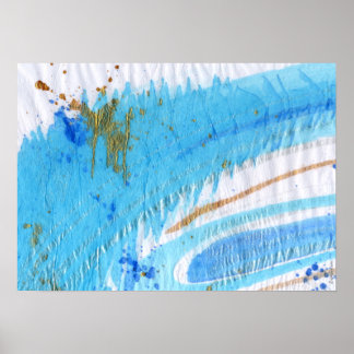 Blues 020 Abstract Watercolor Textured Paper Poster