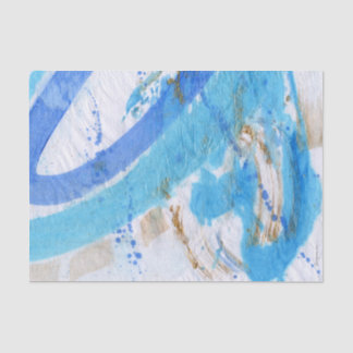 Blues 021 Abstract Watercolor Painted Tissue Paper