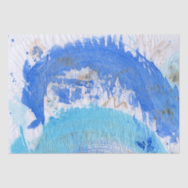Blues 026 Abstract Watercolor Painted Tissue Paper (Front)